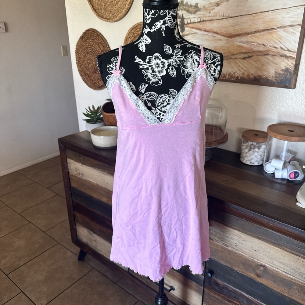 Victoria's Secret Pink Lace-Trim Slip Chemise